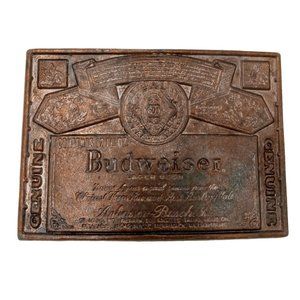Budweiser Belt Buckle Bud Light Label Vintage Beer Bar Cowboy Western Saloon
